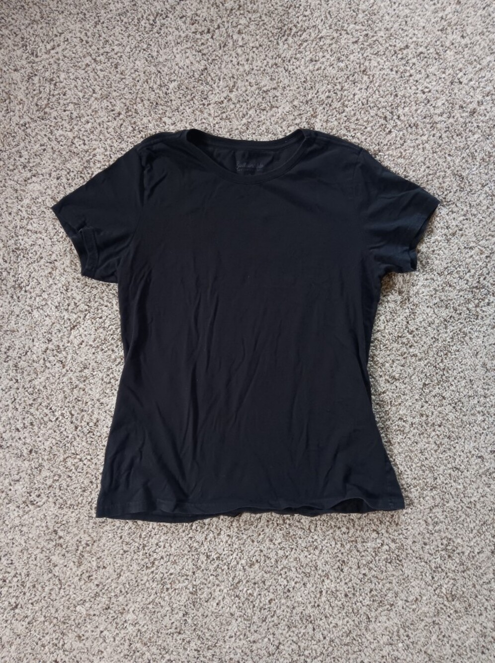 Pact Organic Crew Neck Black Cotton Short Sleeve Tee Womens Medium